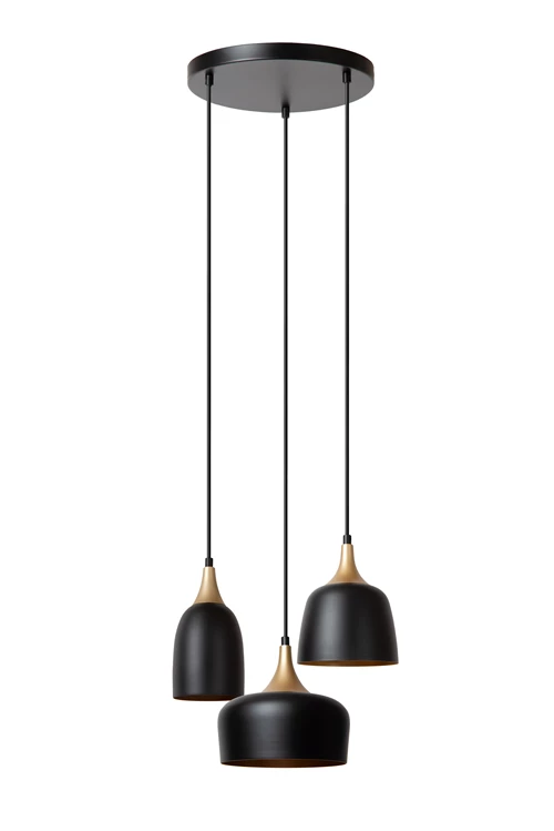 Lucide CHAYANNE - Suspension - Ø 30 cm - 3xE14 - Noir - éteint